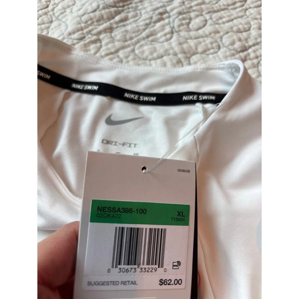 Nike Swim Womens Essential Long Sleeve Hydroguard Size XL White